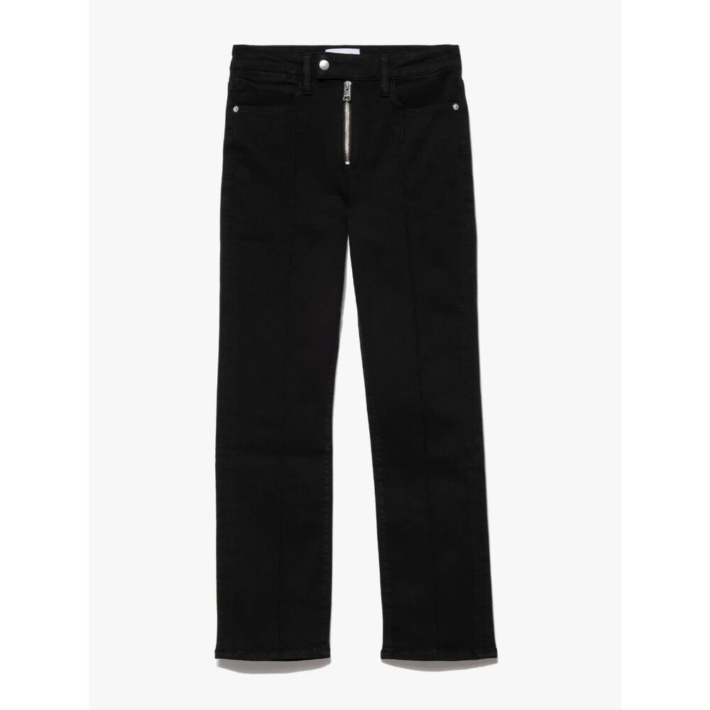 NWT Frame Le Super High-Rise Straight Exposed Zip Jean in Film Noir $265 Size 24